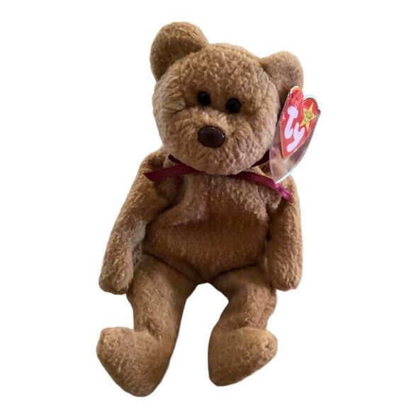 Ty Other - 1993 1996 Retired Curly The Teddy Bear Ty Beanie Baby Plush Collectible Vintage